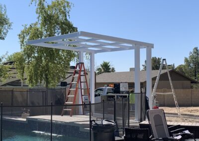 Custom shade structure that is under construction